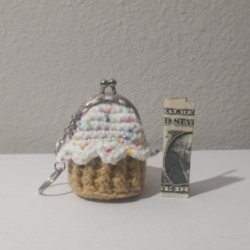 Handmade Crochet Cupcake Mini Bag Keychain